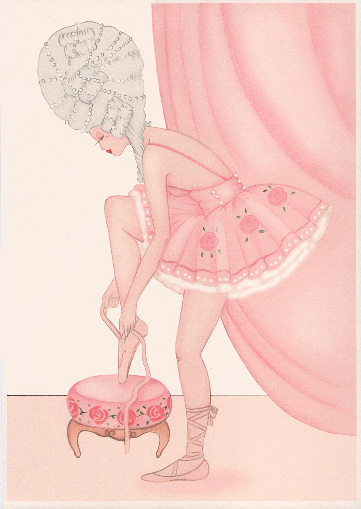 1700s baroque baroque style  classic ballet ILLUSTRATION  pastel pastel colors pink rococo rococo style