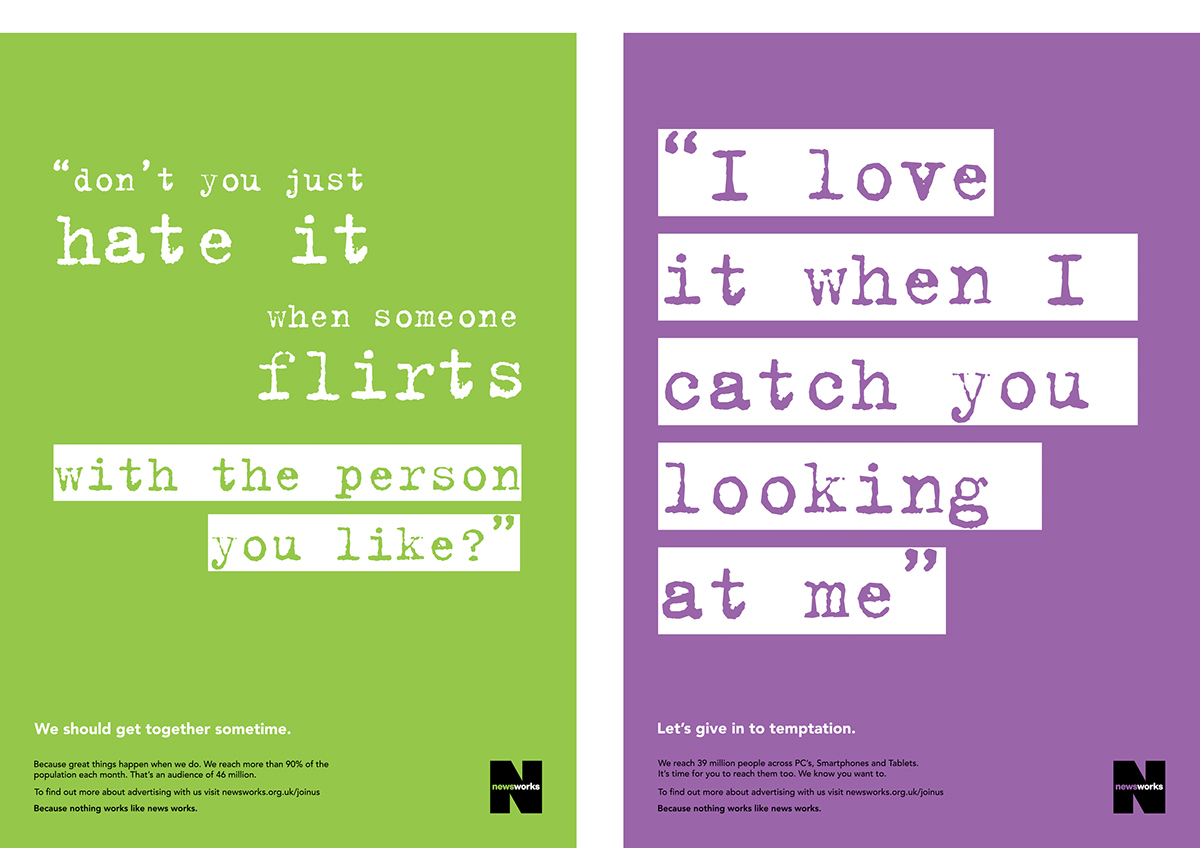 newsworks campaign posters digital flirting romantic advert edinburgh