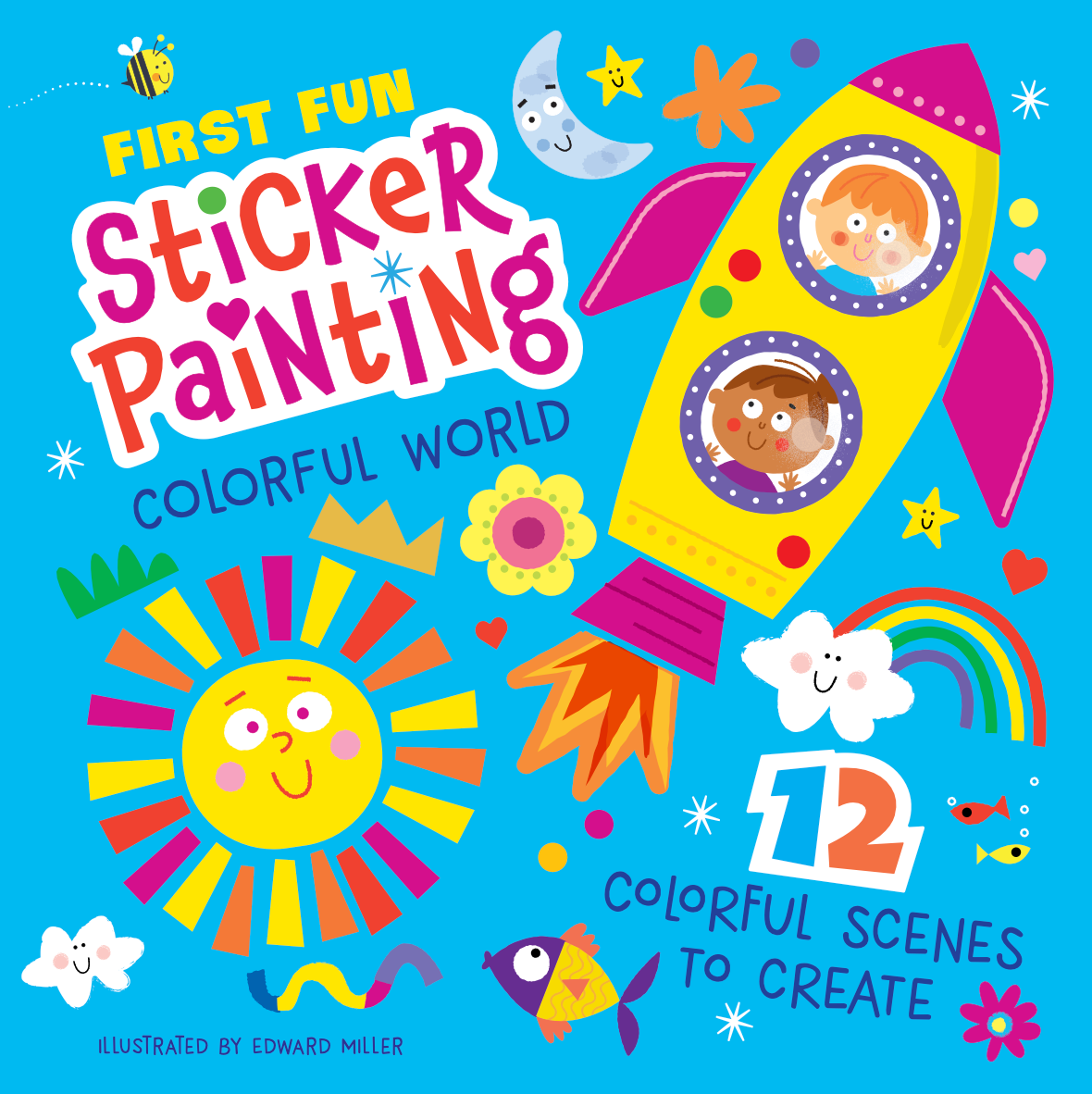 stickers book rocket Sun rainbow ladybug Castle children's book children book kids illustration