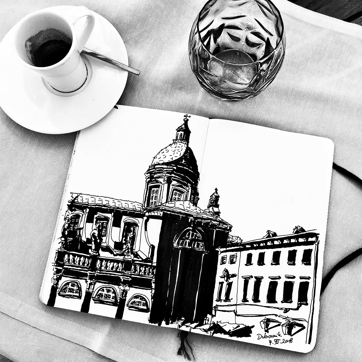 espressionism sketch sketches sketchbook black & white Game of Thrones star wars Dubrovnik Croatia Coffee
