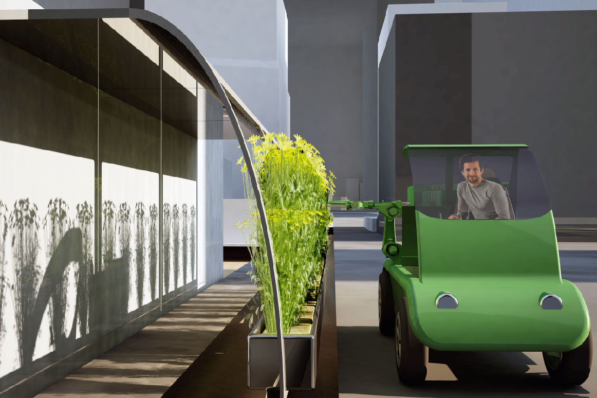 urban gardening Urban Design Sustainability electrical vehicle city landscape pavement platforms plants rape biofuel