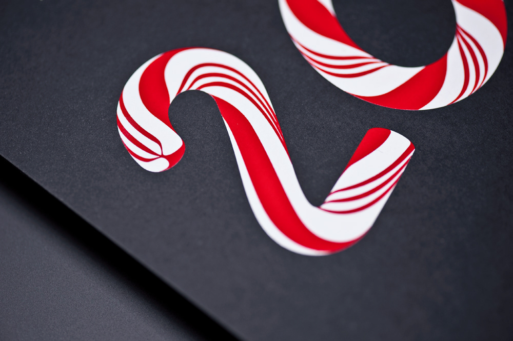 Candy Cane font design greeting card Christmas new year silk-print screen print