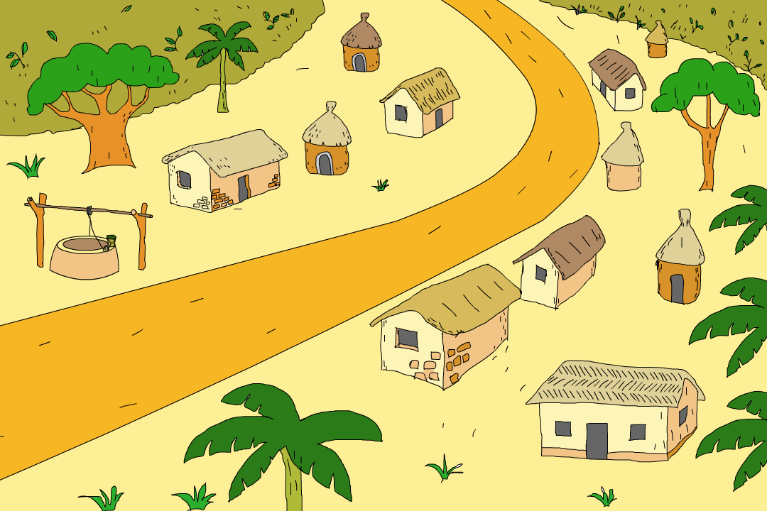 dessin village Afrique.