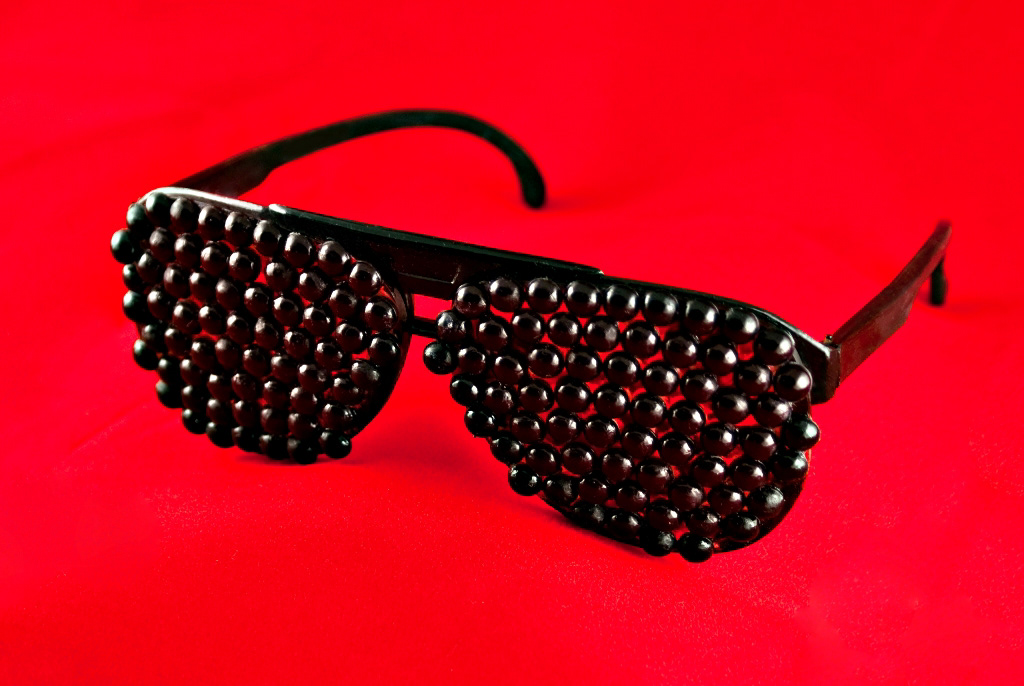 glasses party disco heaven hard red blue handmade Selfmade trend hunter material Sunglasses glass futuristic music video
