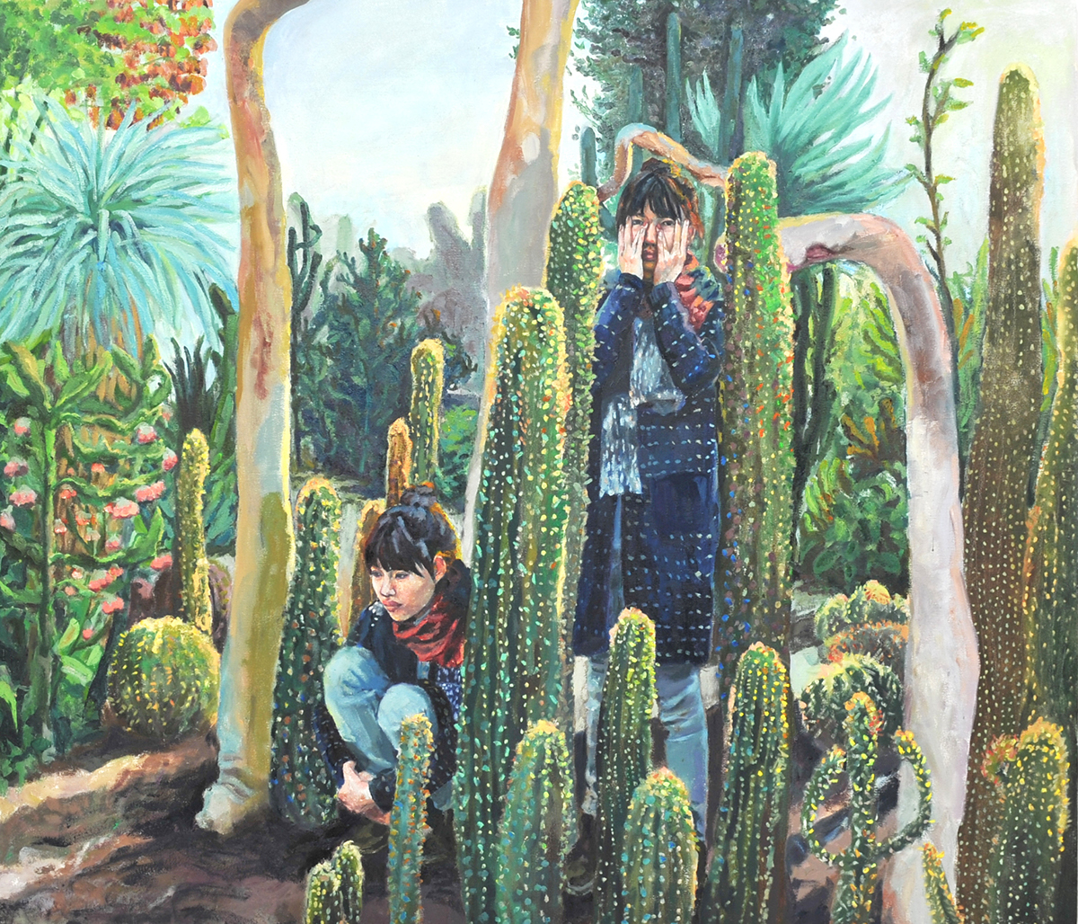 oil on canvas cactus preservative desert winter sweater contrast portrait selfportrait Nature