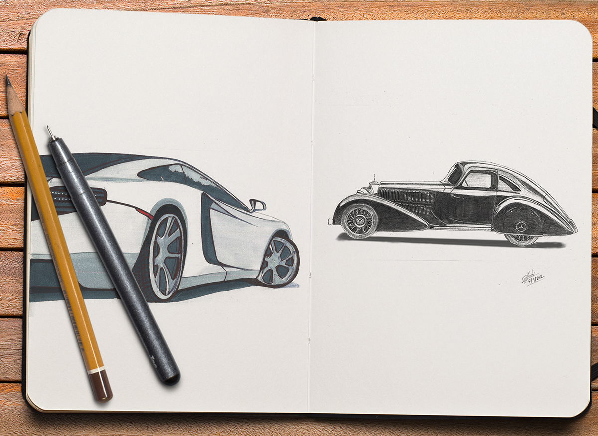 sketching product Cars mouses Watches sketchbook
