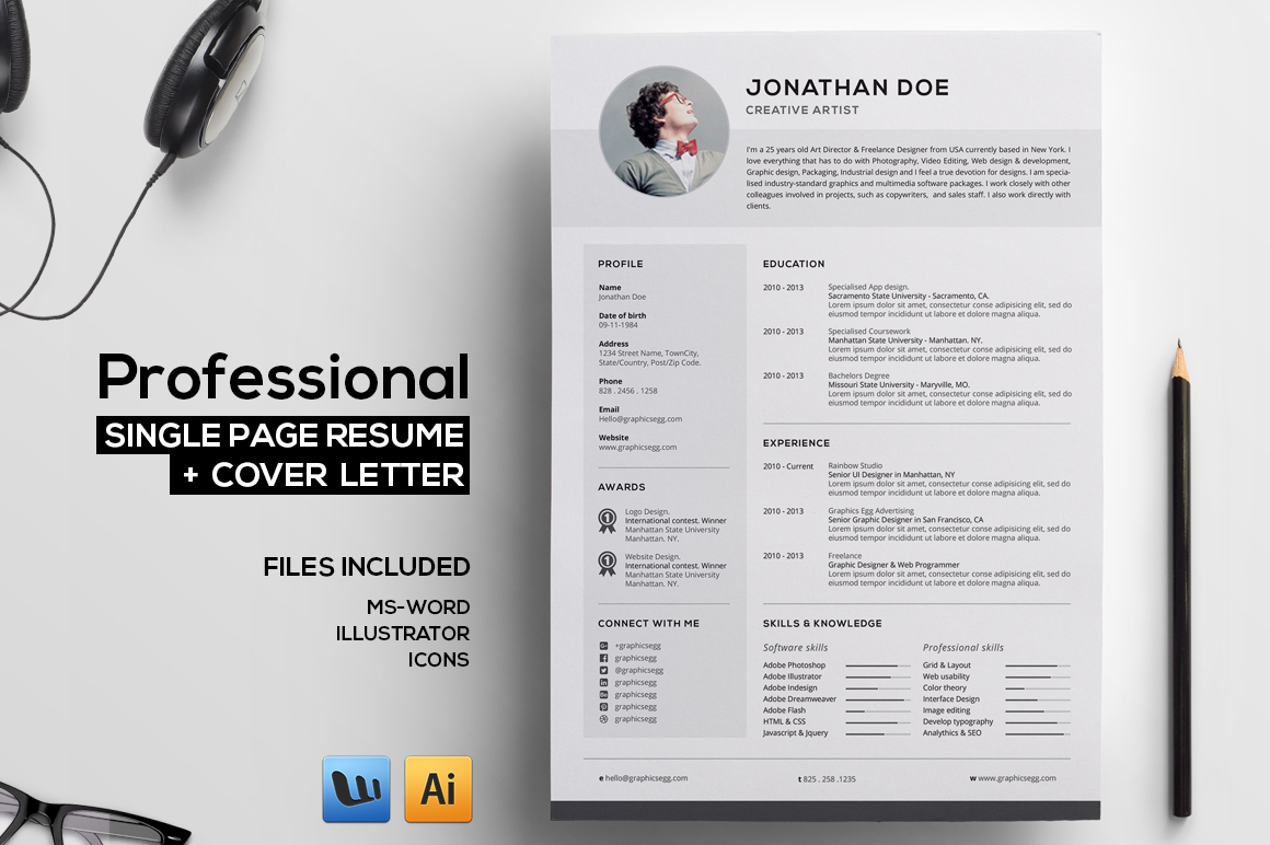 Professional Resume + Cover Page on Behance