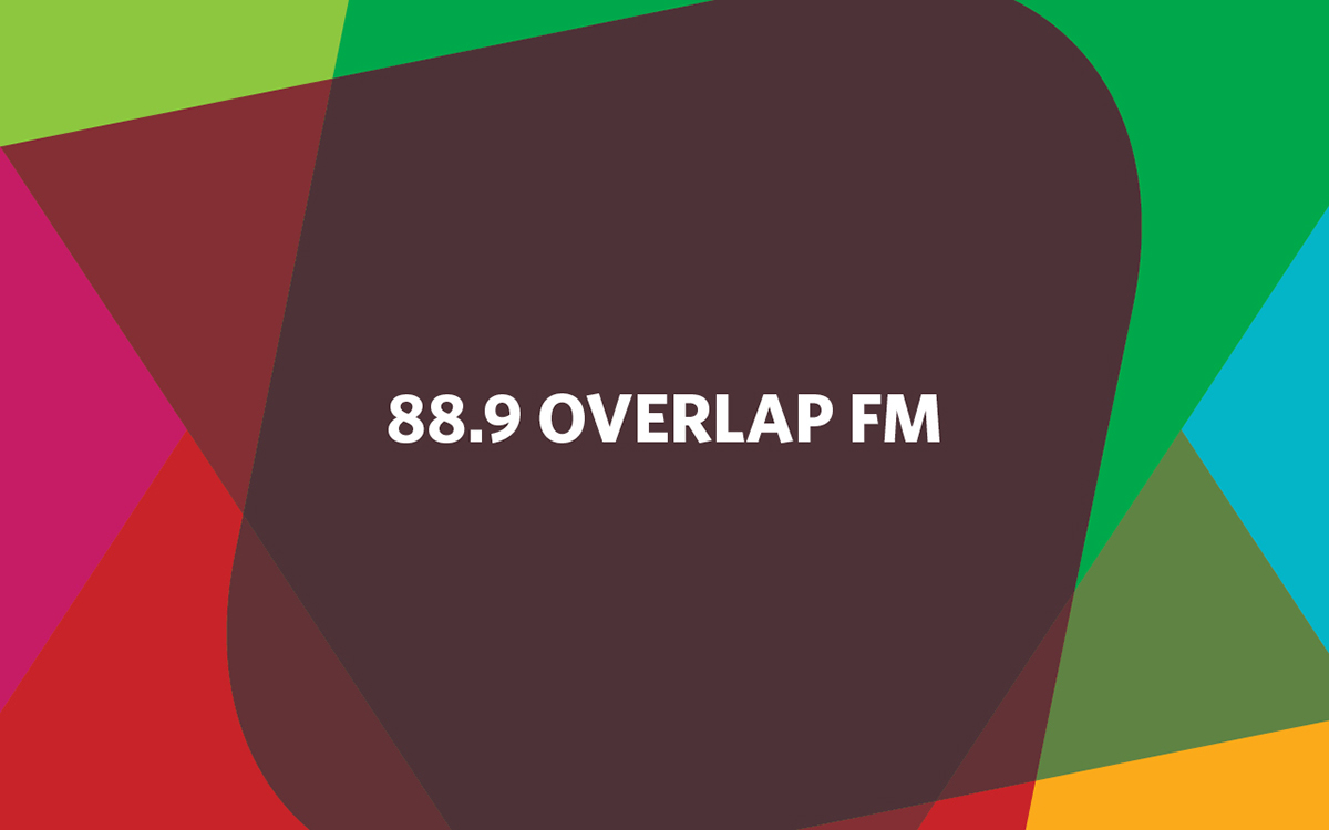 overlap Radio STATION Stationery advertisements vancouver culture world Audio brand logo color identity