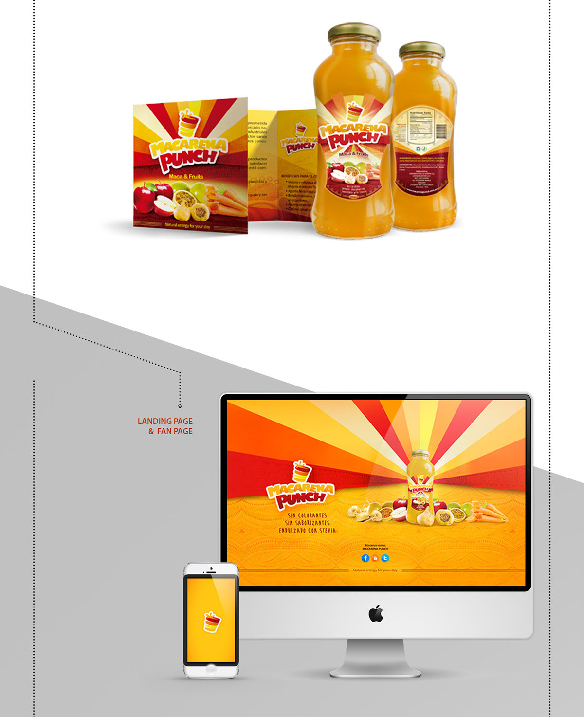 macarena punch bebida peru jonanegbu maçã producto brand identity energy bottle design