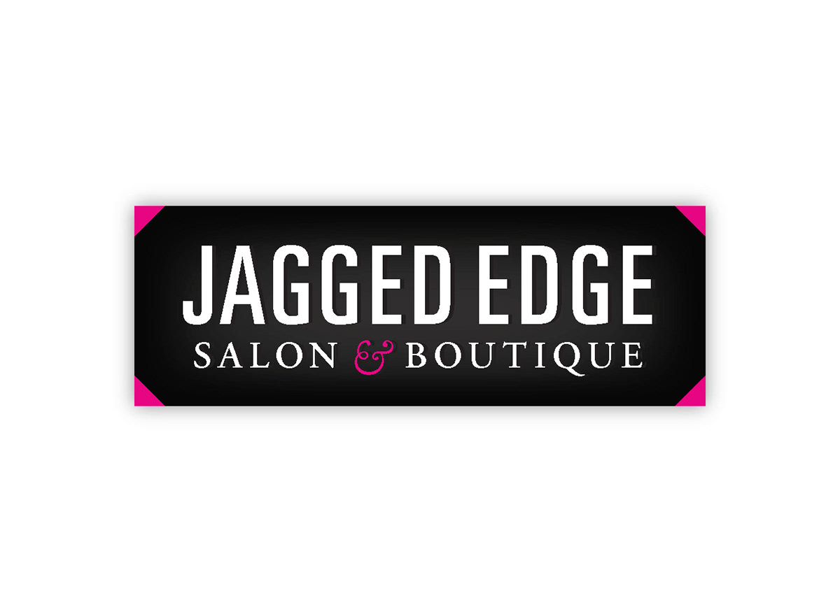 logo salon pink scissors comb hair boutique badge circle