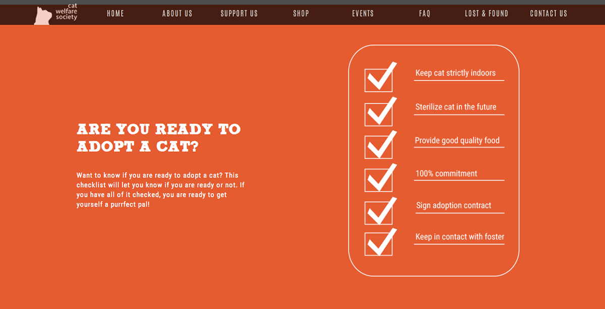 Interactive project Animal protection cat welfare society