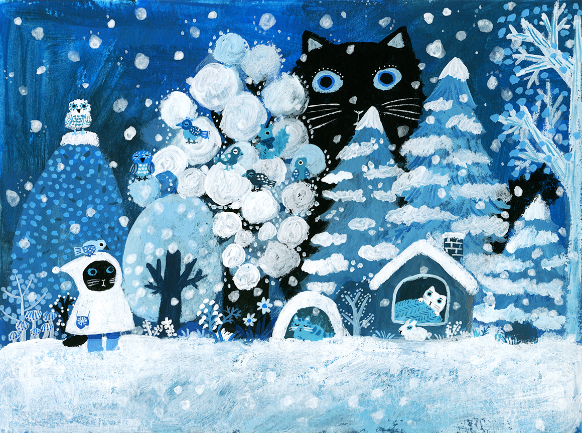 Cat ILLUSTRATION  snow winter winter greeting