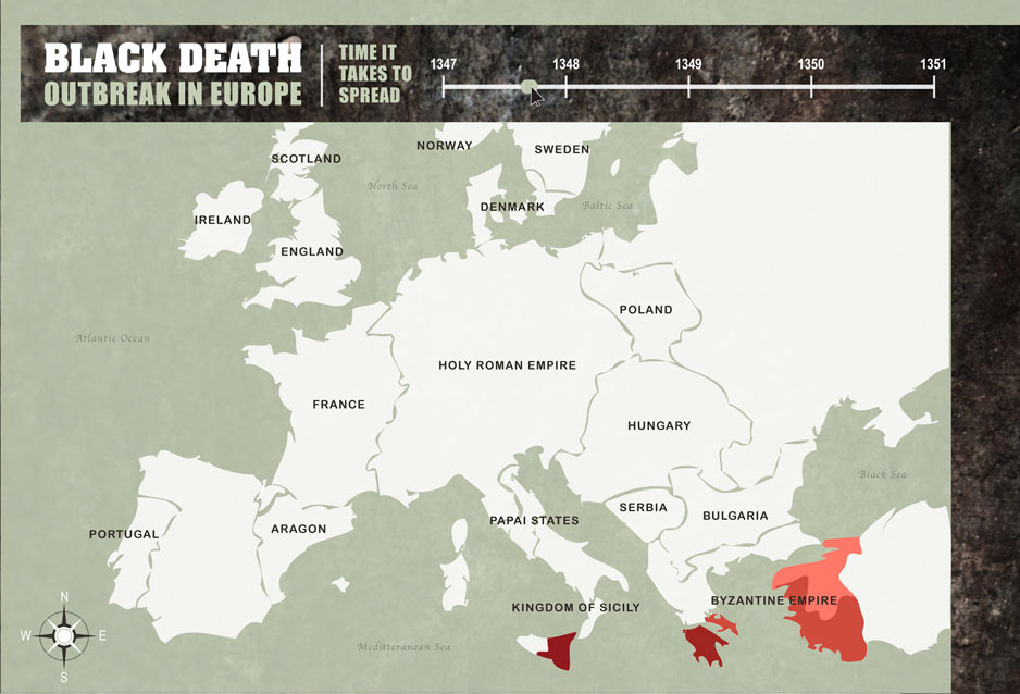 black death Black Plague infographic Interactive Mapping