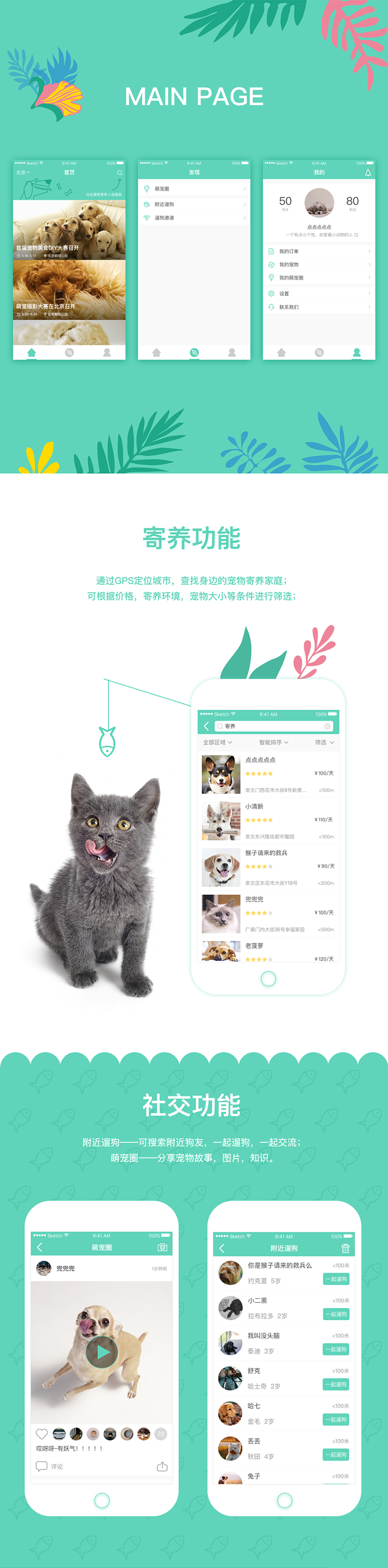 UI Pet app ios green ux Icon