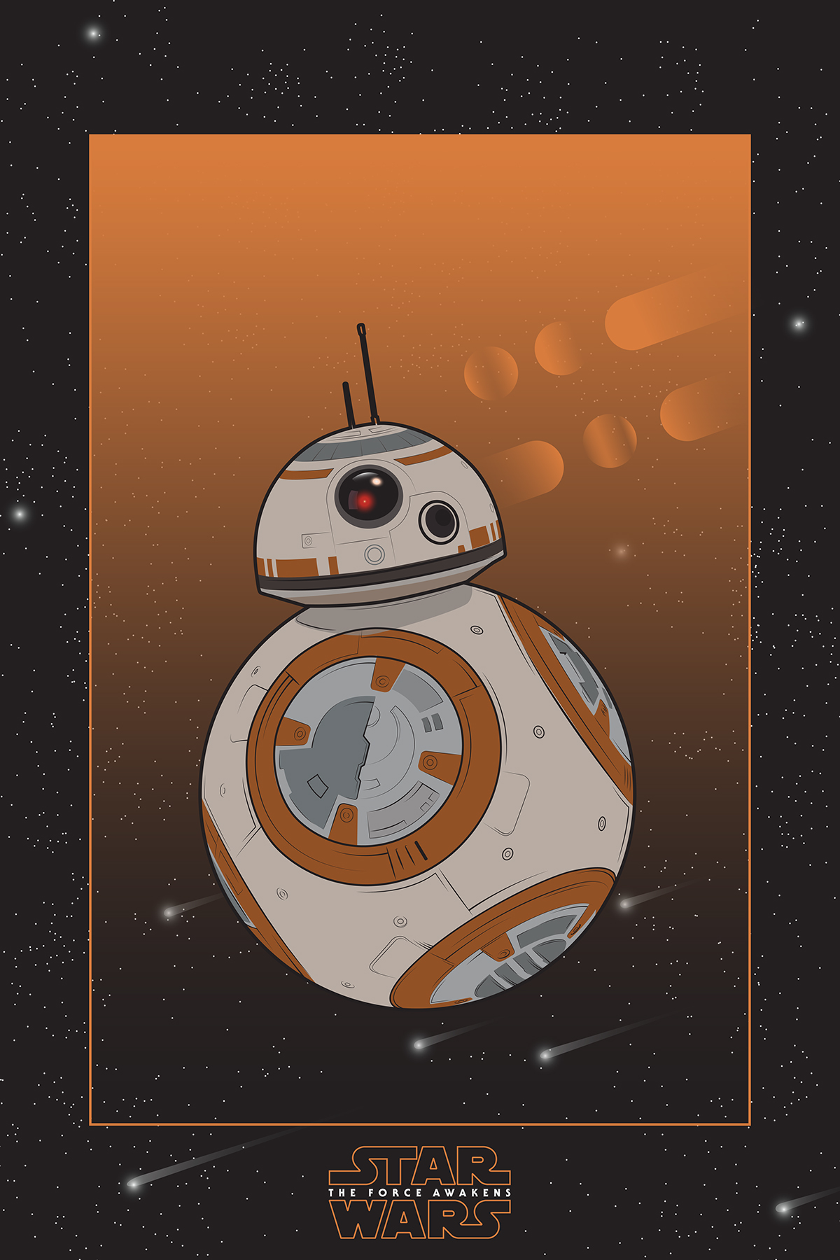 Starwars The Force Awakens BB-8 poster vector adobe Illustrator gradient sam harachis droid