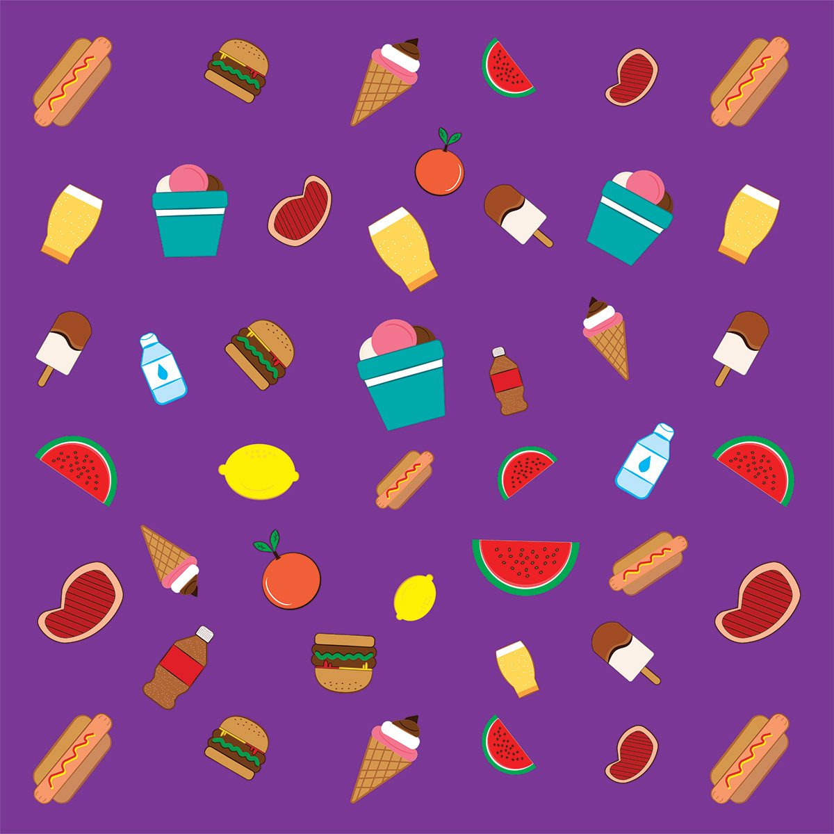 seamless pattern pattern design  summer time Cook Out Food 
