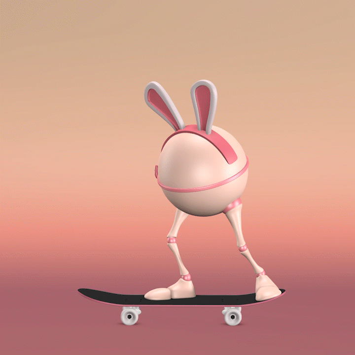 3D 3d animation animation  bunny Character cute jump animation kawaii Maya 3D skateboard