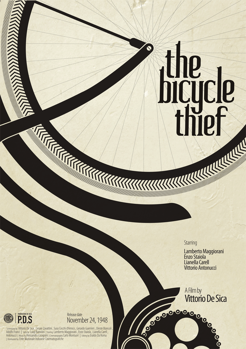 the bicycle thief type design posters Neo Realism  Vittorio De Sica Ladri di biciclette