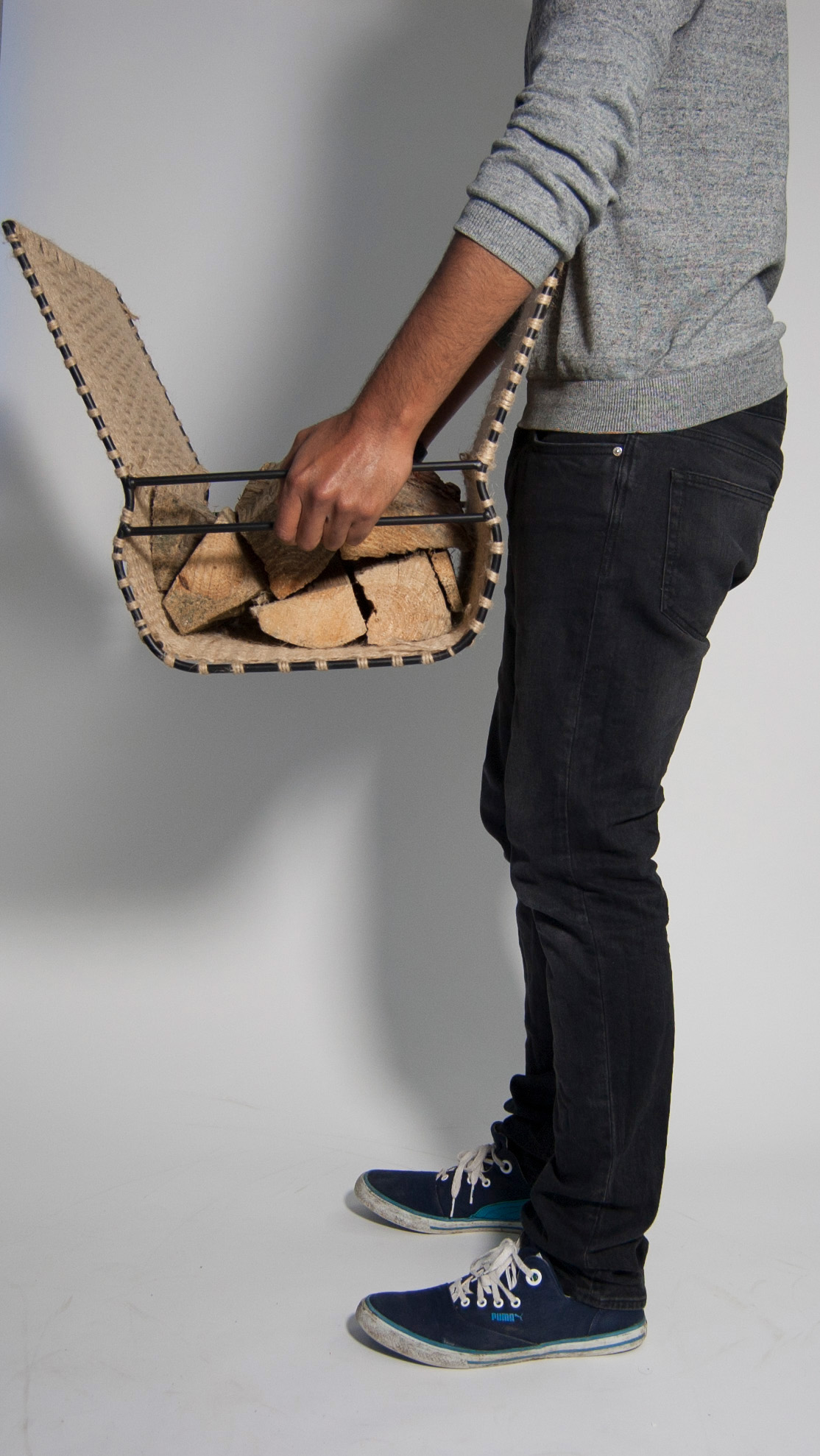 stool fireside weaving Multipurpose product design  design metal log basket log carrier
