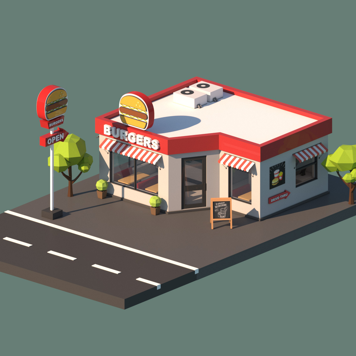 car building animal lowpoly 3D city forest Tree  Isometric cartoon