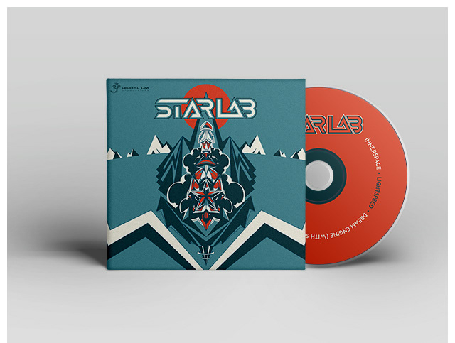 Album cd progressive starlab star Space  planet vintage Retro rocket ship psychedelic art trance