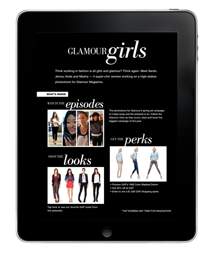 glamour Glamour GIrls iPad reality show Style Frames editorial interactive design