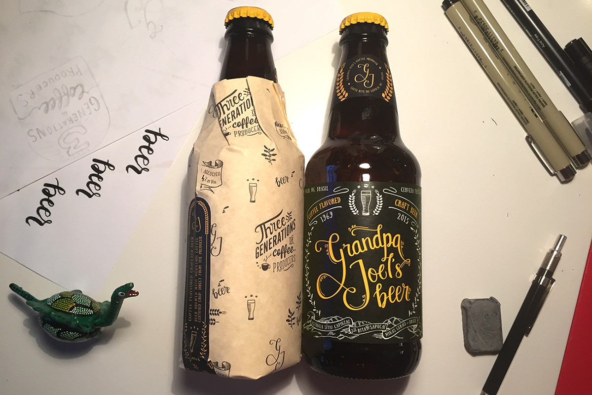 Label packaging design lettering beer drink brand identity pattern liquor print