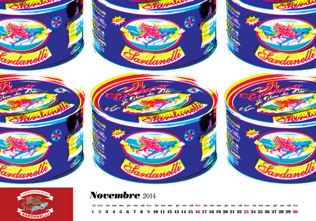 tuna tonno calendario calendar Pop Art Andy Wahrol rodchenko Pointilize Depero Keith Haring New York sardanelli intertonno paciola