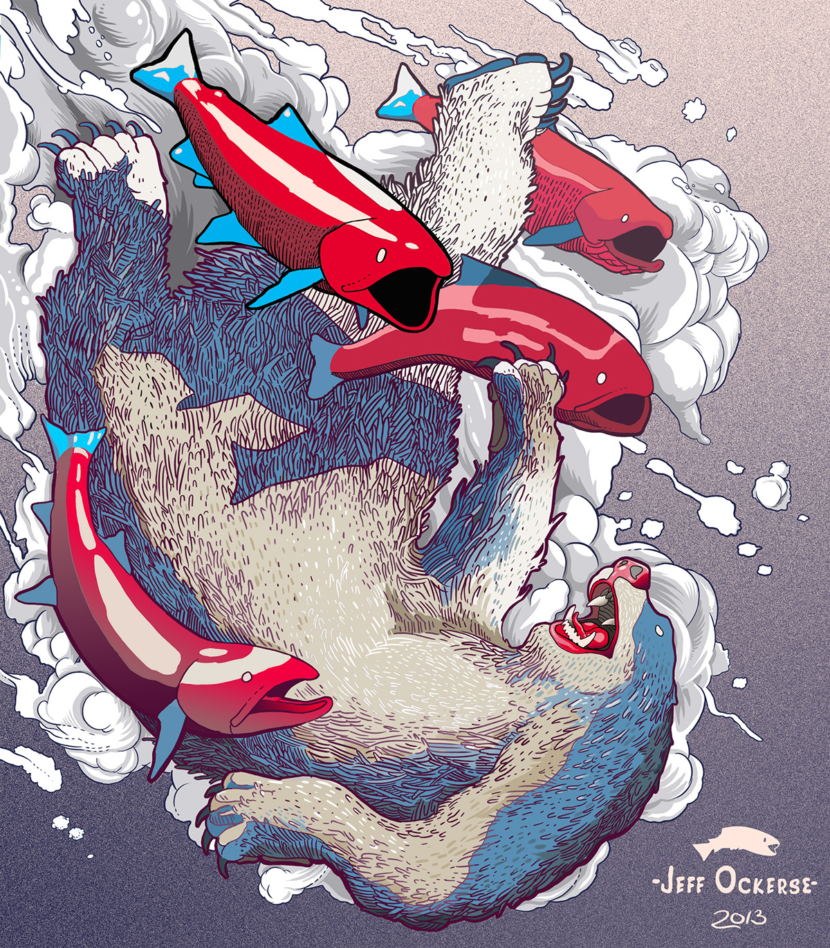 bear polar art draw color fish ink digitalcolor digitalart design Nature animals
