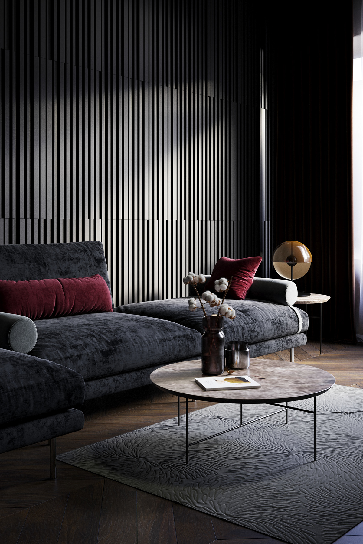 3dsmax architecture corona corona render  dark Interior interior design  livingroom photo visualization