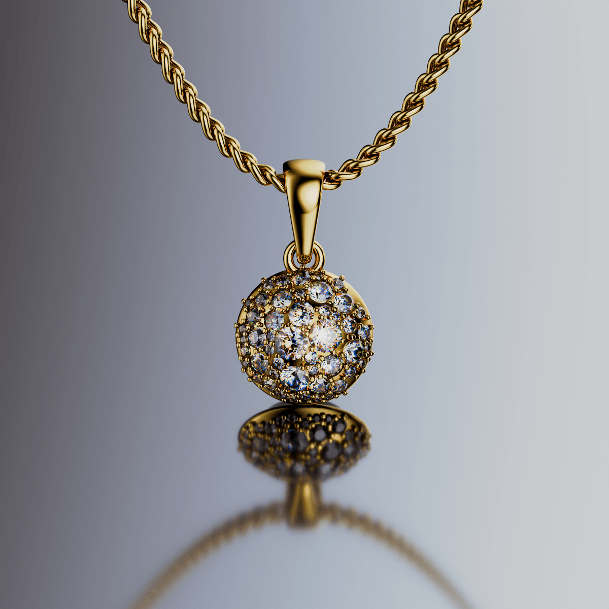 3D Render Fashion  visualization gold pendant stones brilliant jewelry designer cycles blender