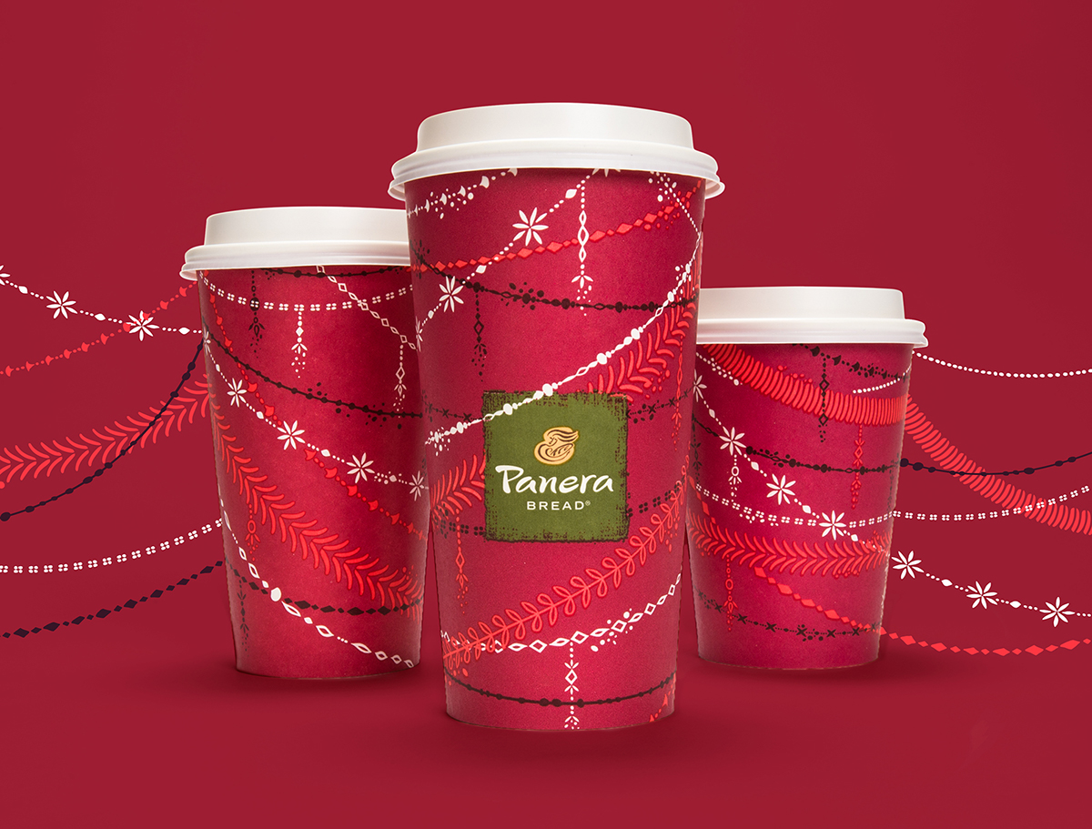 Panera Panera Bread Holiday Christmas in store Signage cups coffee cups soup cups bags Kraft Food  food photography seasonal