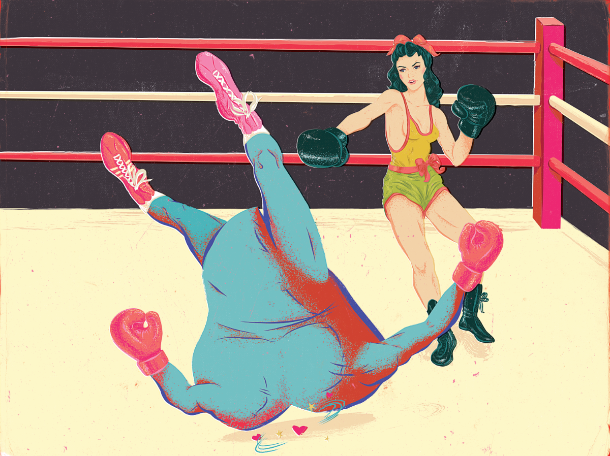 Illustrator photoshop vector Retro retro vector grunge vintage Boxing boxers female woman girl heart ko punch