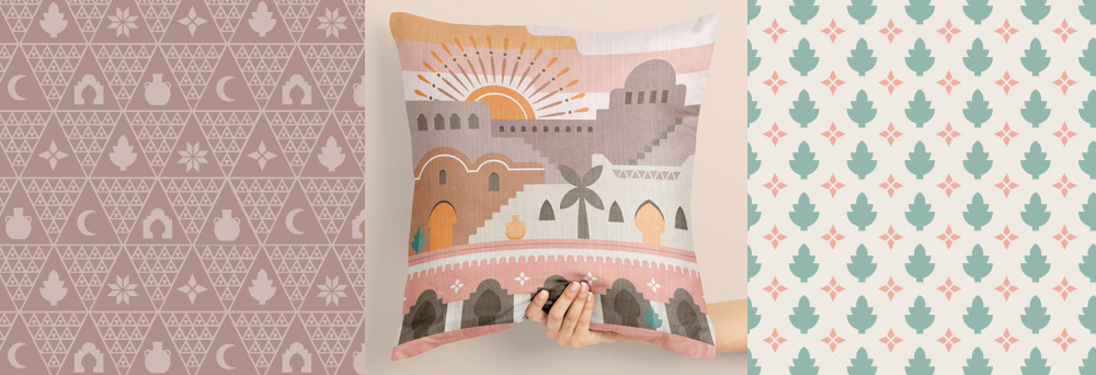 boho graphic Morrocco pattern pattern design  print Sunrise Surface Pattern textile wallpaper