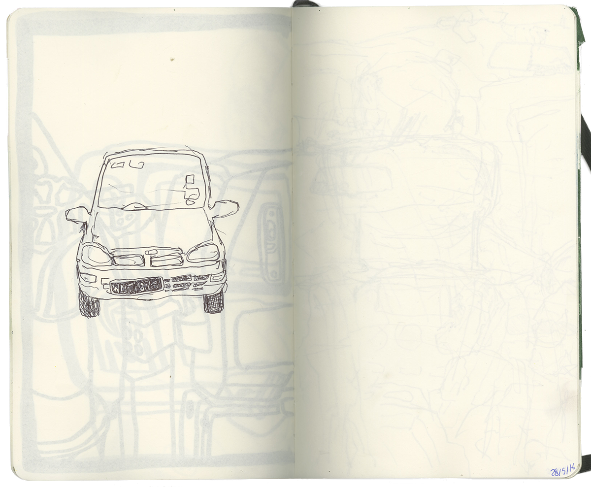 oil pastel ballpoint pen collage sketchbook moleskine notebook travel sketchbook