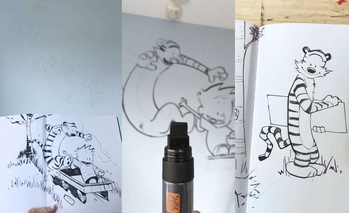calvinandhobbes Mural Paiting comics wall Drawing  markers