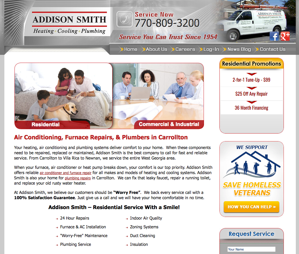 Addison Smith Carrollton Georgia Web Design  HVAC Websites