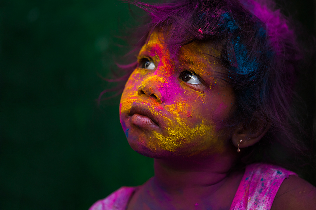 Kaveripattinam holi Face painting kids colors portraits