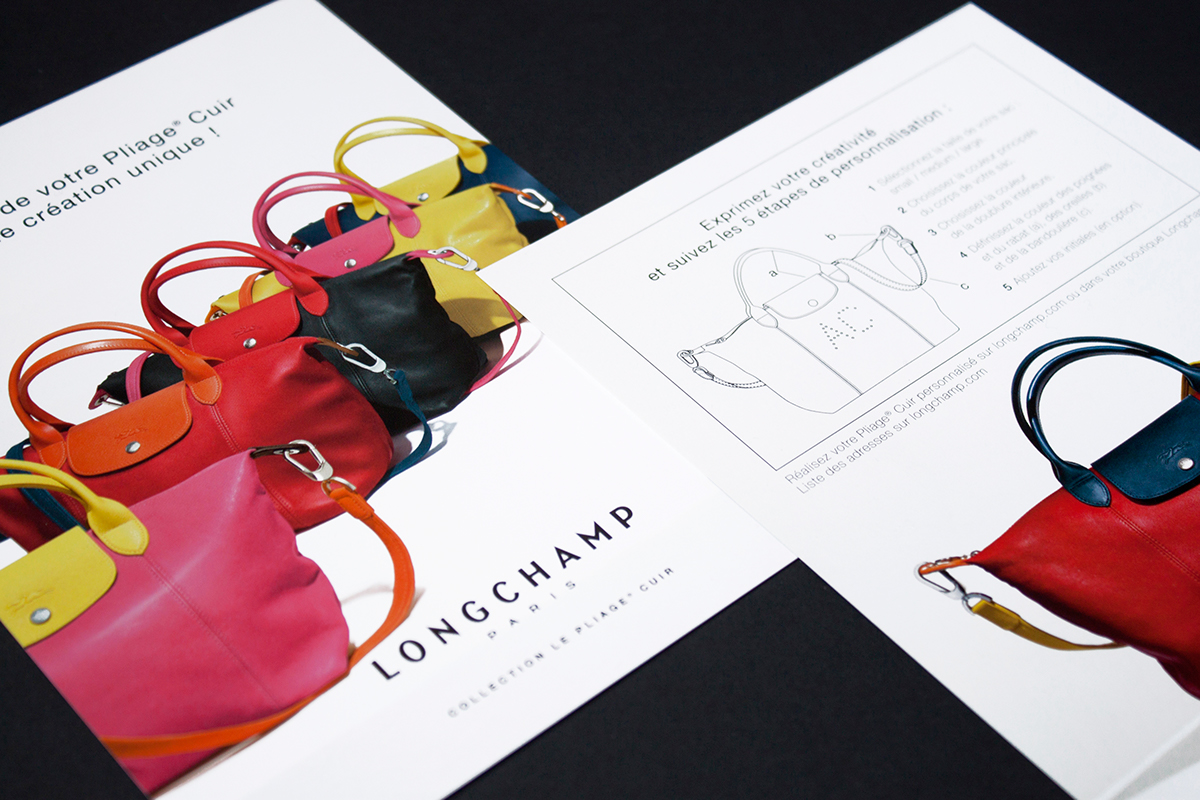 Longchamp Pliage Personnalisable leaflet Recto / Verso publicité