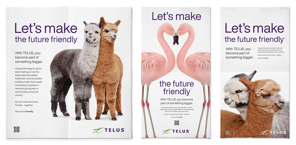 Alpacas billboard brand launch critters LMTFF OOH telco Telus TheGreenhouse TSA