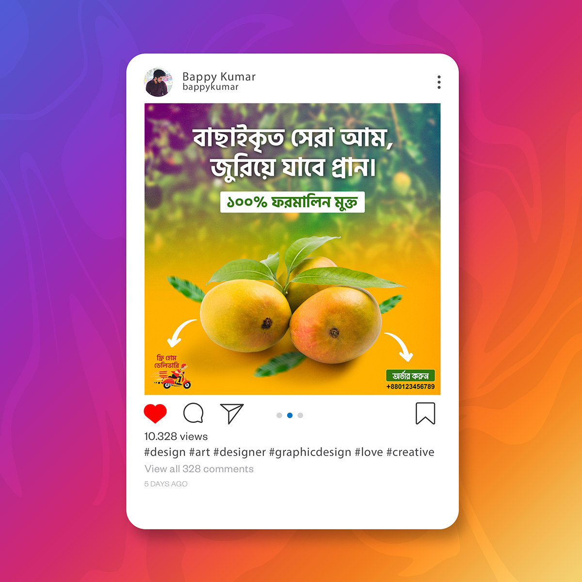 Mango Fruit juice social media design engagement creative inspiration