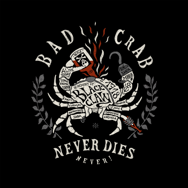 bmd design stepart bad crab hand-lettering tee crab