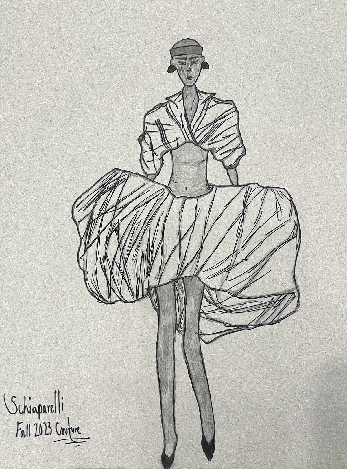 Fashion  fashion illustration Jean Paul Gaultier Schiaparelli Drawing  illustrations sketchbook pencil paper saintlaurent
