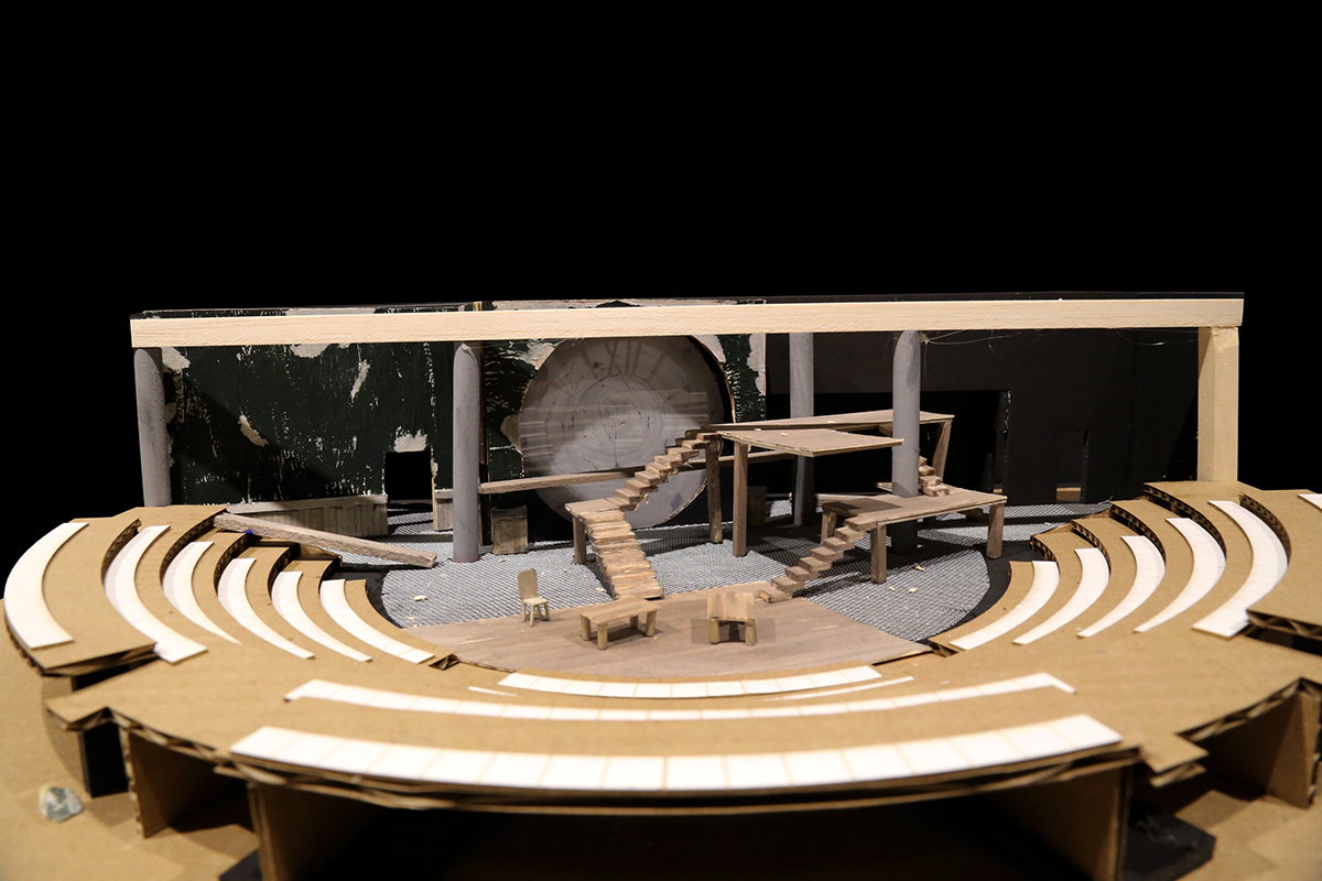 theater  set model shakespeare clock tower