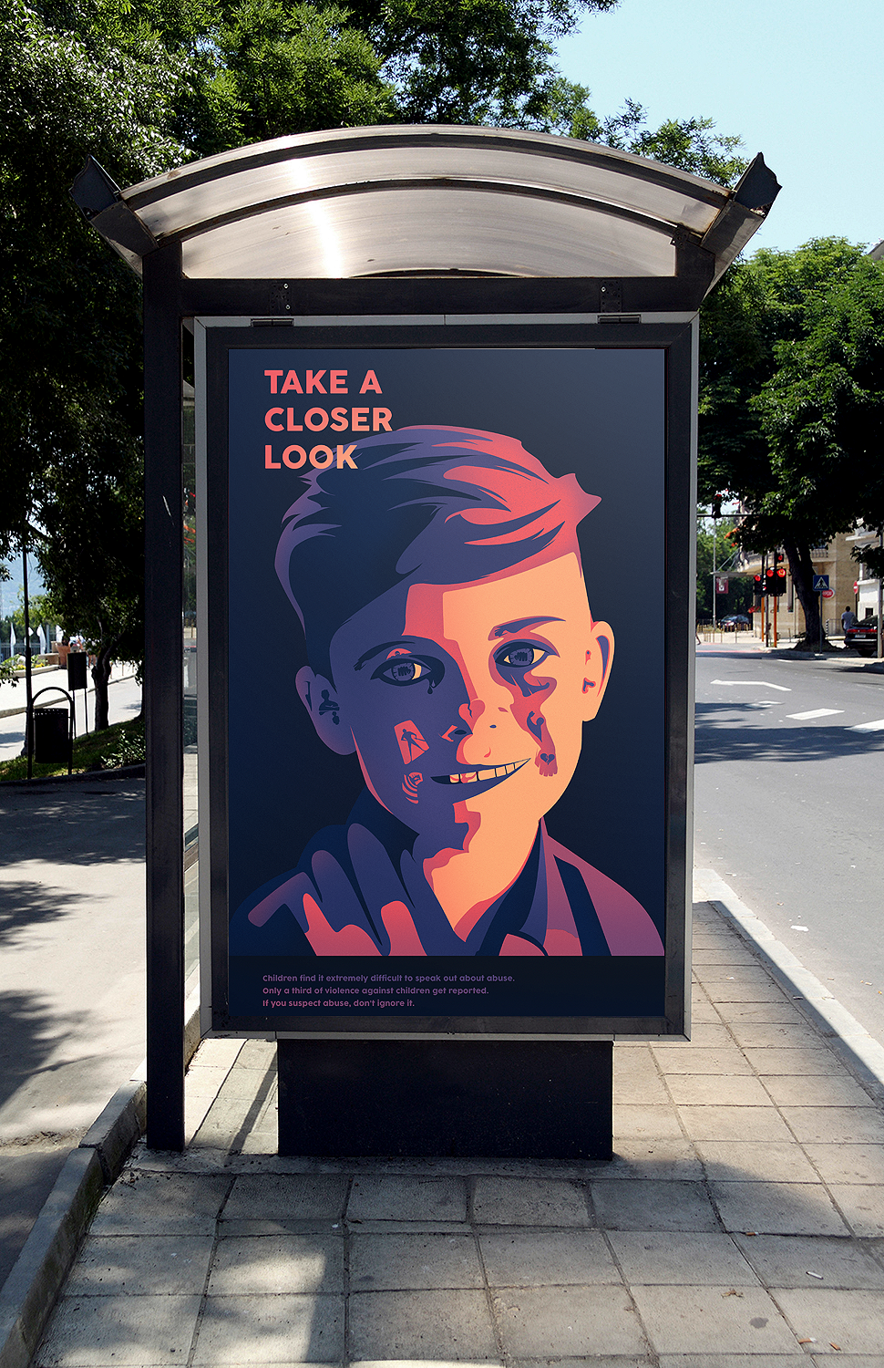 creative consience Entry take Closer look child abuse violence Against children poster ad campaign Illustrative warm