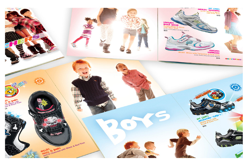 in-house footwear product shoes print campaign catalog Layout brochure Booklet Promotional sales marketing   Retail in-store