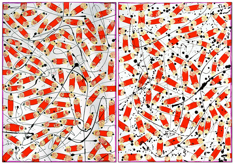 molecules manolis watercolor cornucopia splash lines DNA Hamptons blend mixed medium media complex crosshatch Palm Beach
