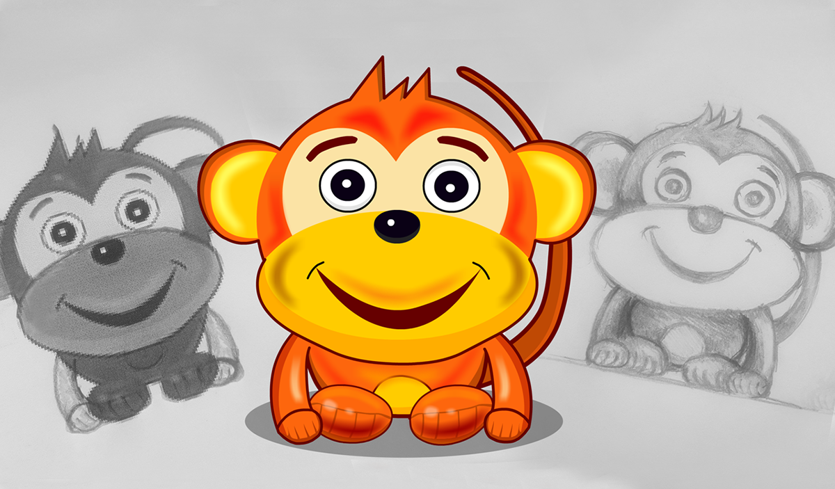 game character game design  cartoon monkey shiny character funny monkey 