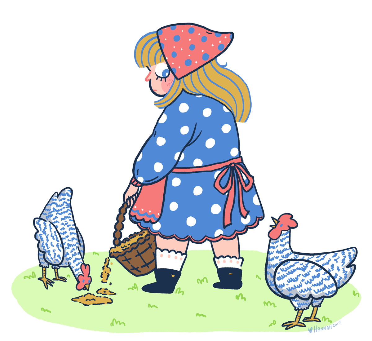 chicken chickens farm farm girl polka dot