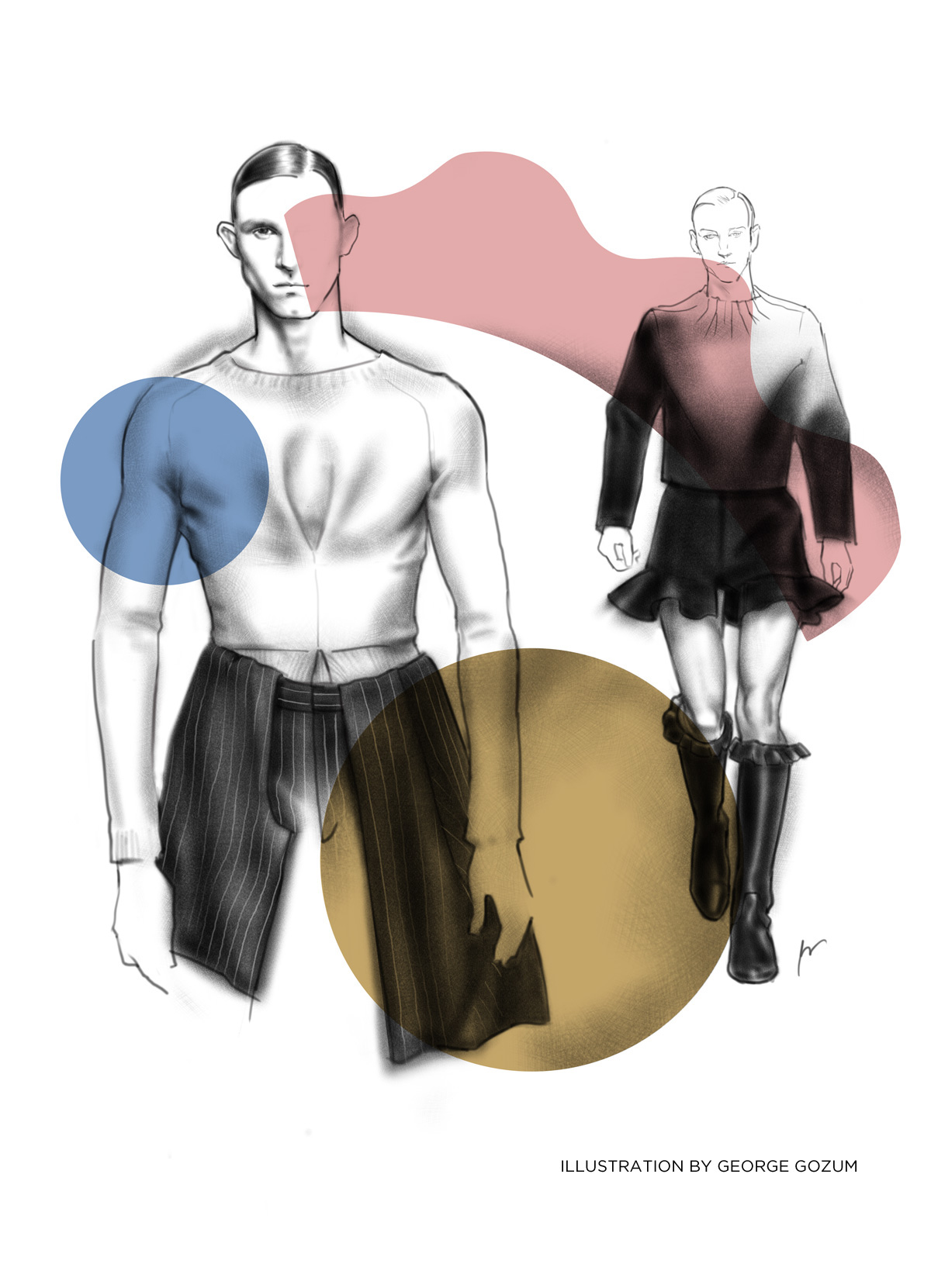 Adobe Portfolio fashion illustration Menswear runway editorial digital male model digital illustration